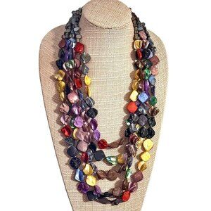 Barse Womens Statement Necklace Mother of Pearl Multi Strand Sterling Silver